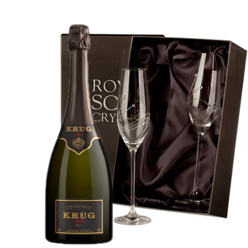 Krug Vintage Champagne 2006 With Diamante Crystal Flutes